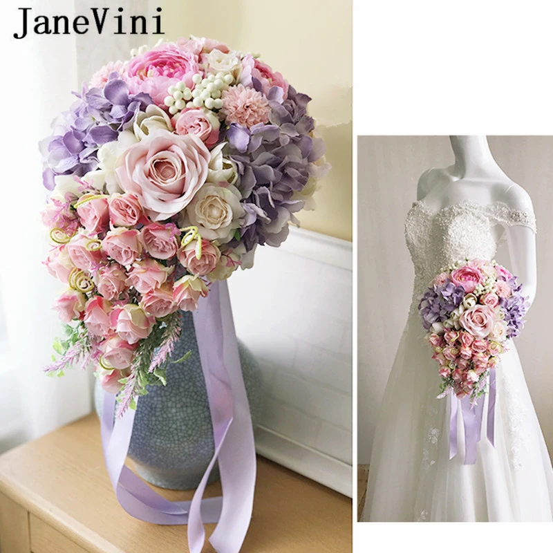 Jaevini 2019 романтический розовый водопад Свадебный искусственный шелк в стиле