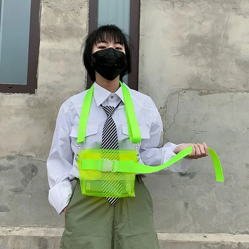 Брендовая флуоресцентная Розовая прозрачная женская сумка-мессенджер