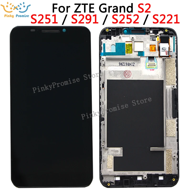 ЖК дисплей с рамкой для ZTE Grand S2 S 2 II S251 S291 S252 S221 100% дюйма|touch screen digitizer|display lcd touch screenlcd