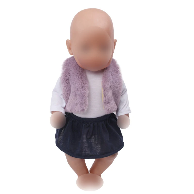 Одежда для кукол 43 см костюм из меха новорожденных + юбка-рубашка платье