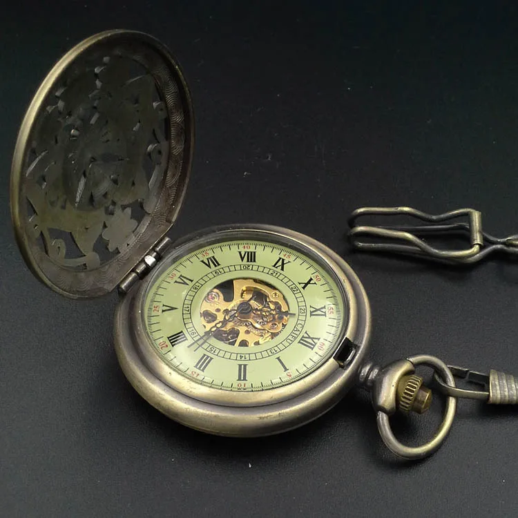 Бабочка насекомые Дизайн Бронзовый Тон Оптовая цена Механические карманные часы