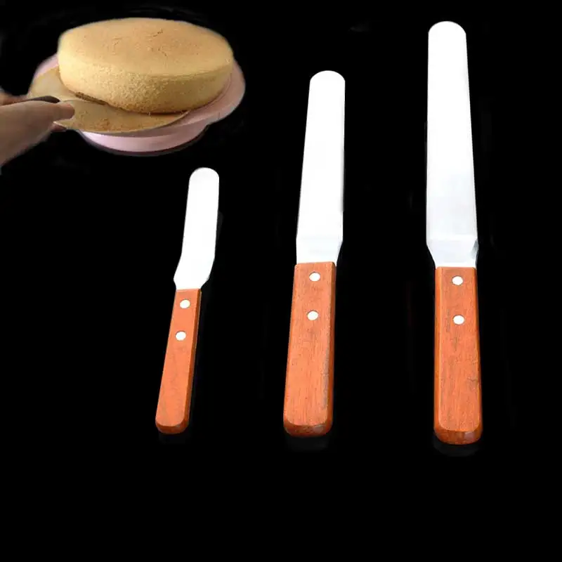 Анды 3 шт глазурь шпатель с деревянной ручкой крем масло гладкое лезвие скошенная