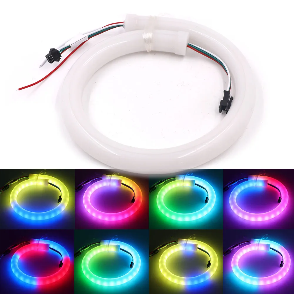 0,5 м 1 м 2 м Светодиодная лента DC5V SK6812 RGB Полноцветный пиксельный светильник 60 светодиодный s/M 5050 круглый неоновый светильник гибкий с RF WS2812B контроллер