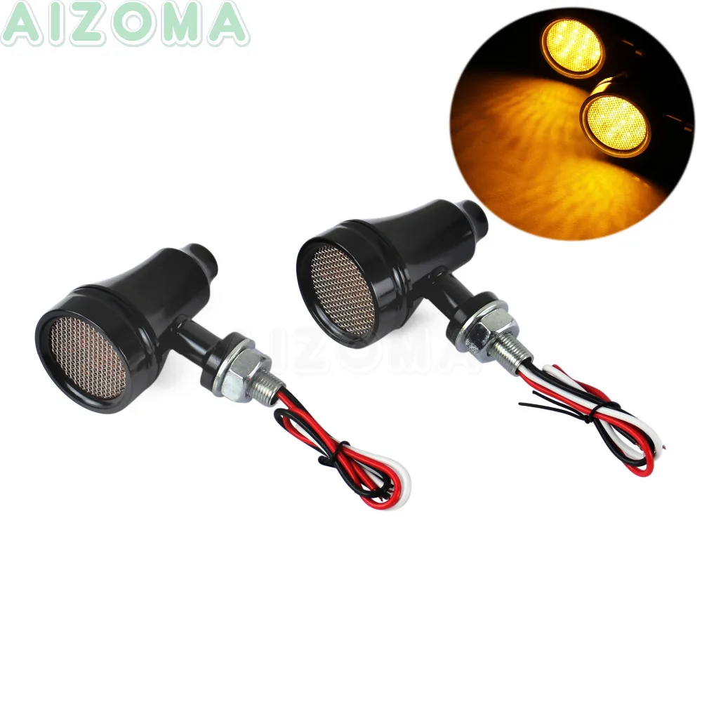 

1 Pair Vintage LED Turn Signal Light Mesh Grille Indicator Blinker Flasher Lighting For Harley Chopper Bobber Cruisers