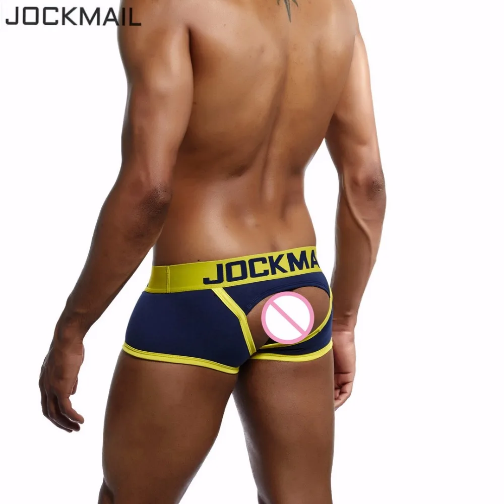 Бренд JOCKMAIL, мужское нижнее белье, боксеры, шорты, открытая спина, ягодицы, хлопок, сексуальное, открытая спина, гей, мужское нижнее белье, JockStrap cuecas, Гей Трусы