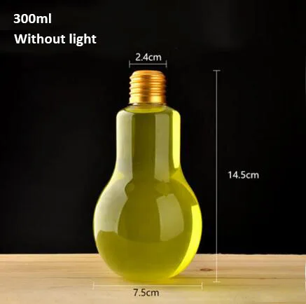 300ml without light 10 шт. бутылка для воды, модные милые лампочки для сока молока, герметичная лампа, креативный держатель для сока, чая, напитков, контейнер - Цвет: 300ml without light