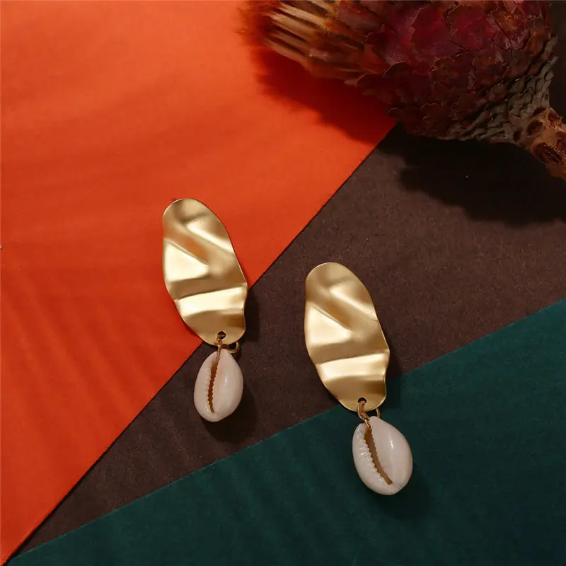 IF ME винтажные золотые серьги из натуральной морской ракушки для женщин 2019 летняя