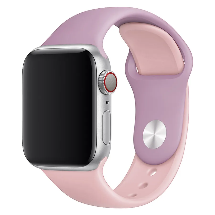 Красочный мягкий силиконовый ремешок для наручных часов Apple Watch Series 5/4/3/2/1 двухцветный браслет для часов 38 40 мм для наручных часов iWatch, версия ремешок 42 44 мм