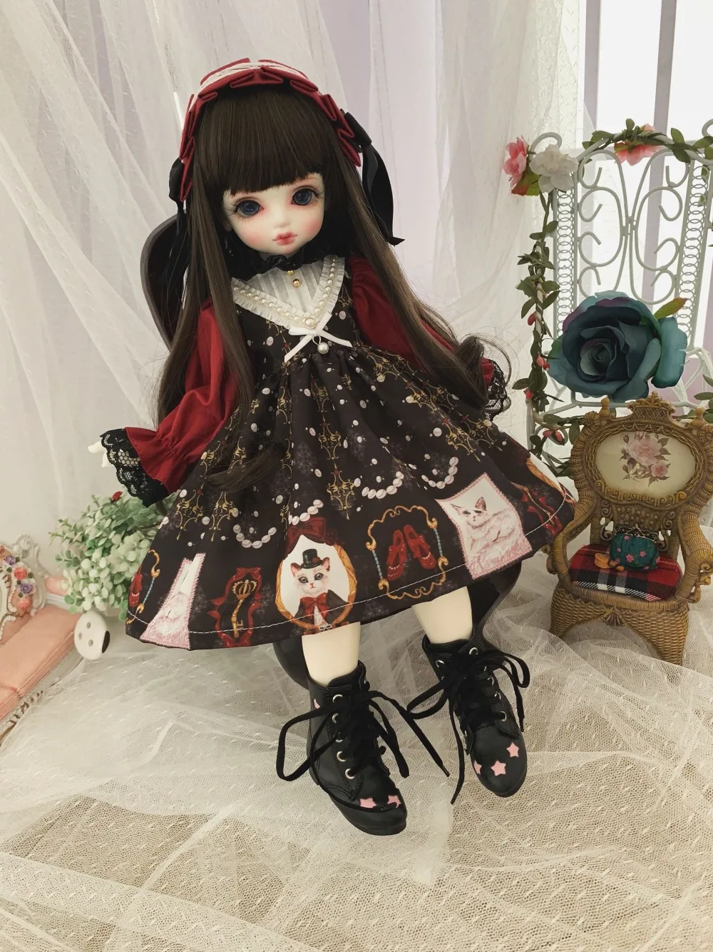 Blyth Одежда для кукол 1/6 платье для куклы белый кружевной воротник с цветочным украшением 1/6 1/4 BJD SD кукла 1/6 Blyth аксессуары для кукол