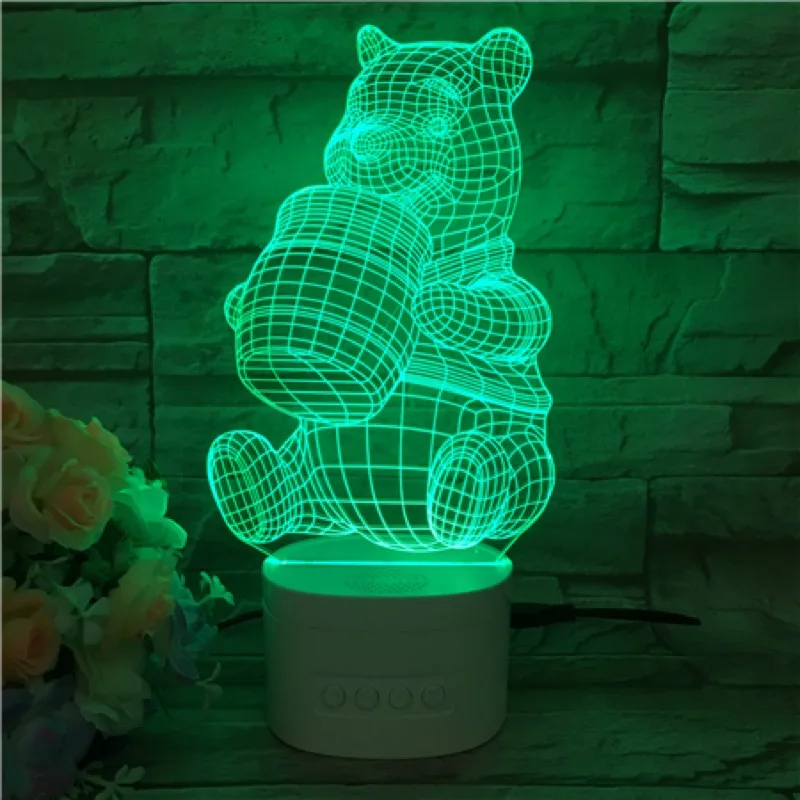 Usb светодиодный 3d-ночник Мультфильм Принцесса Королева Эльза Белоснежка Русалочка Микки фигурка медведя автономный bluetooth-динамик 3d лампа