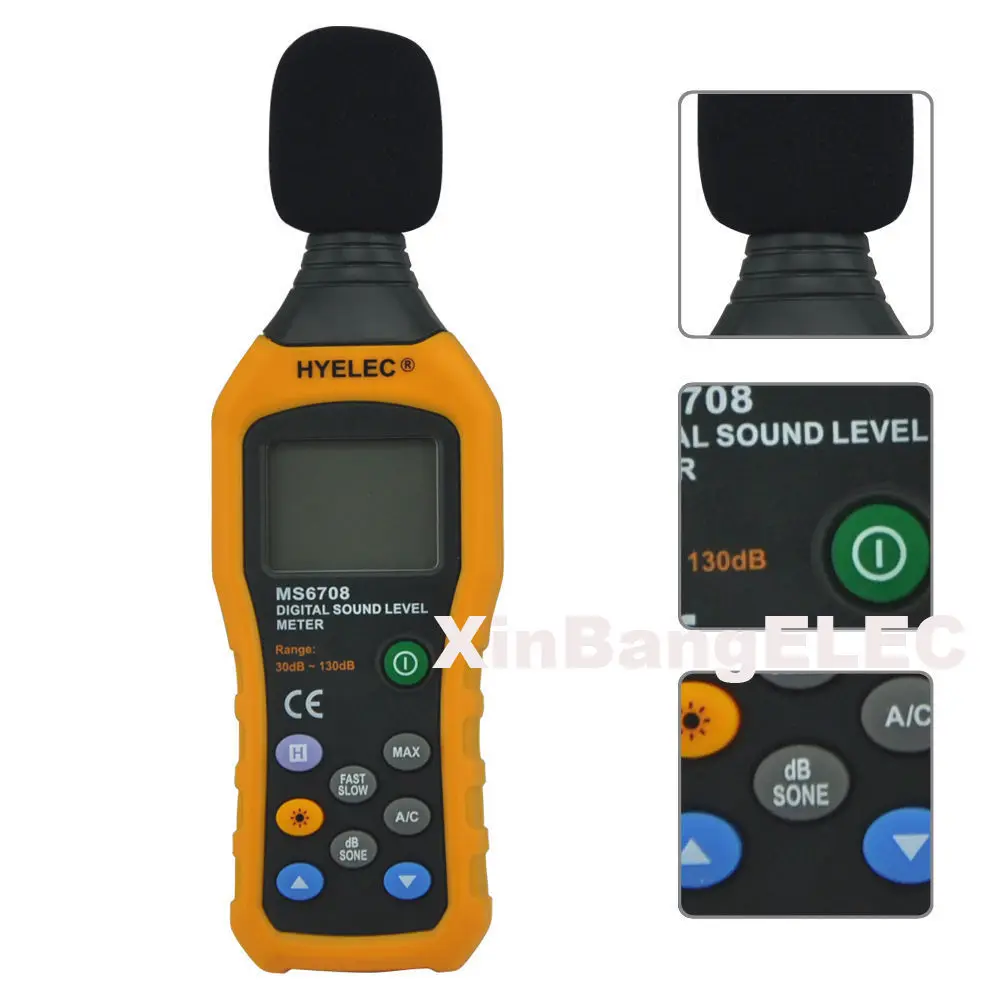 LCD Digital Decibel Sound Noise Level Meter dB Tester HYELEC MS6708 30-130dB | Инструменты