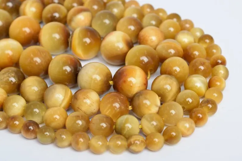 

AA Quality Golden Tiger Eye Beads,Yellow Tiger eye 6MM 8MM 10MM 12MM Round Gem Stone Loose Beads for jewelry 15.5"