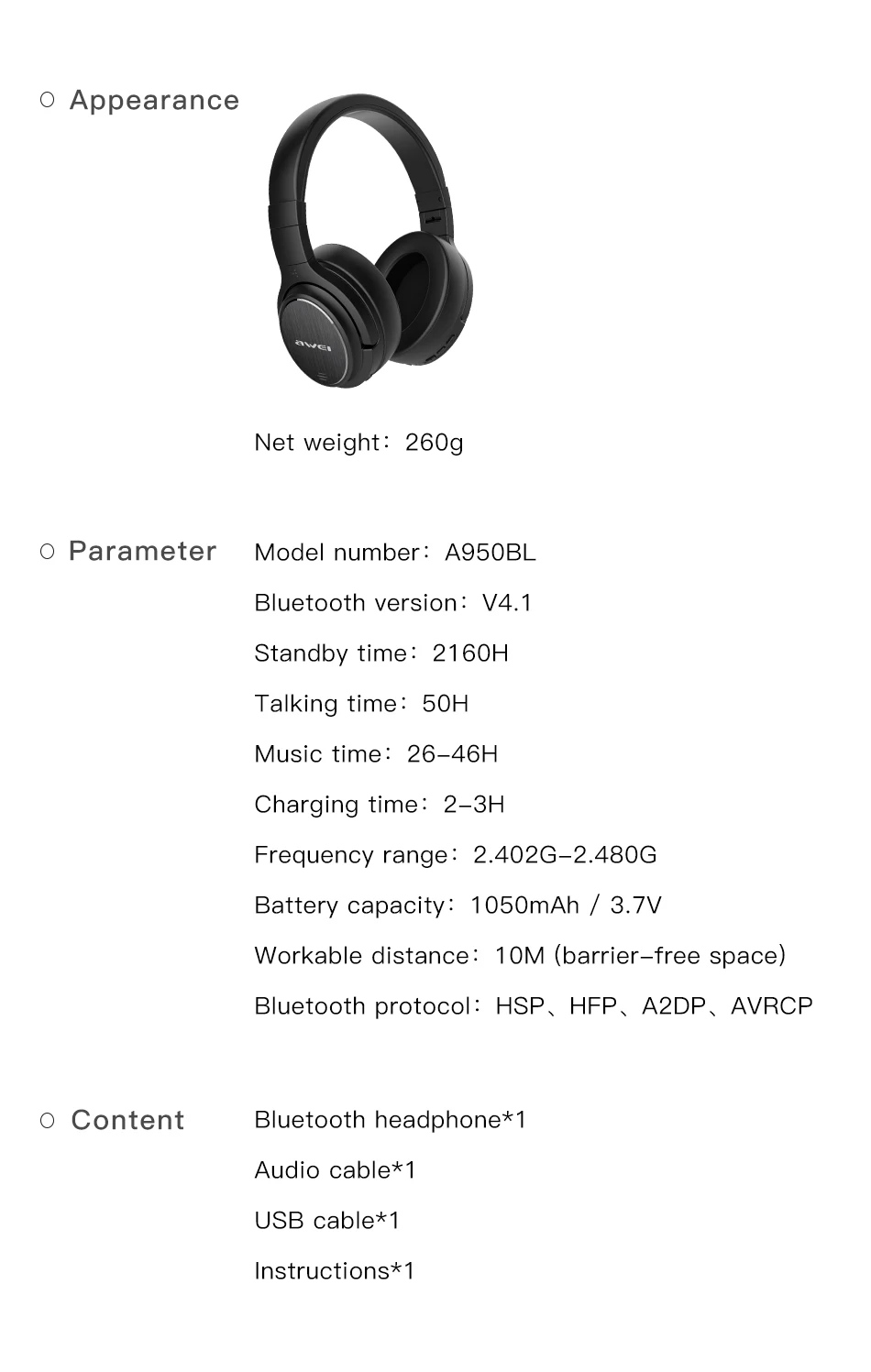 AWEI A950BL беспроводные наушники bluetooth ANC шумоподавление стерео наушники с микрофоном Спортивная гарнитура handfree наушники