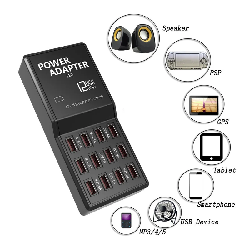 IPUMYNO сетевое зарядное устройство с несколькими USB-портами 12 портов для iphone iPad Samsung