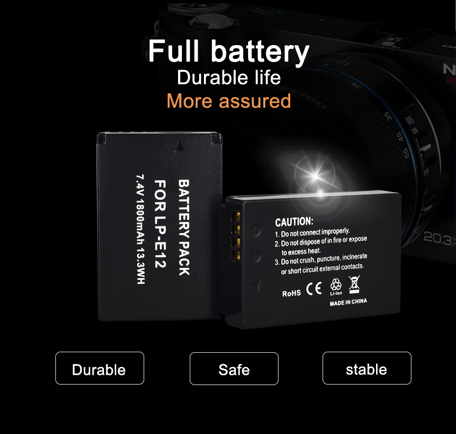 3 шт. 1800 мАч LP-E12 LPE12 LP E12 Аккумулятор для камеры AKKU+ ЖК USB зарядное устройство для Canon M 100D Kiss X7 Rebel SL1 EOS M10 EOS M50 DSLR