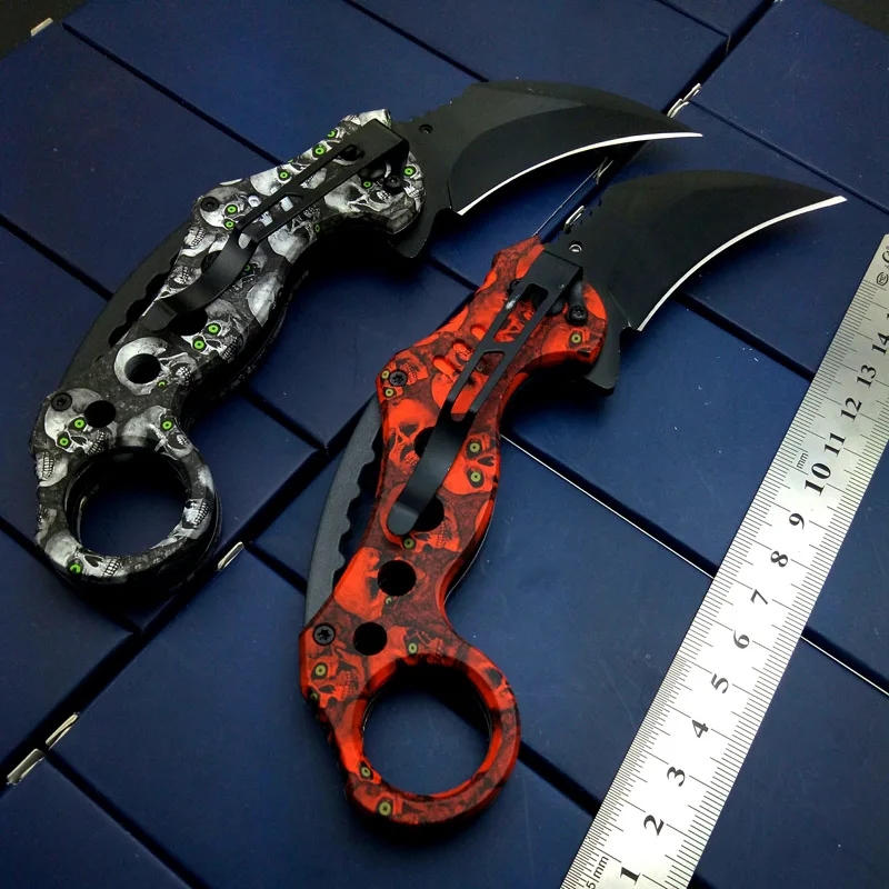 Нож Karambits в виде черепов тактический тренировочный складной Клинок для выживания