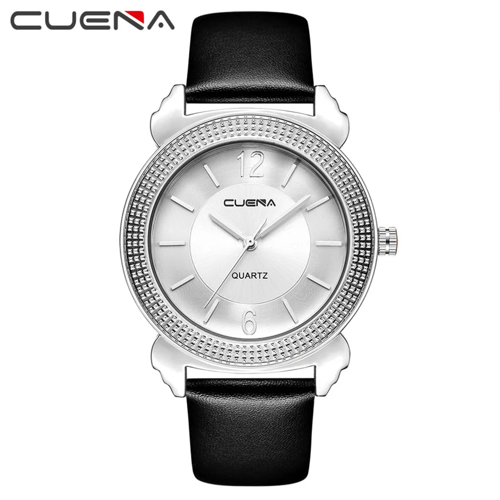 CUENA Роскошные модные брендовые мужские часы из искусственной кожи с синим