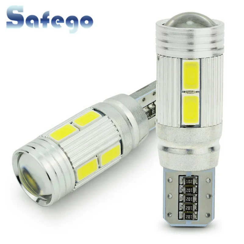 Safego 2 шт. Автомобильные светодиодные лампы T10 W5W Canbus без ошибок 10 smd 5630 194 168 для