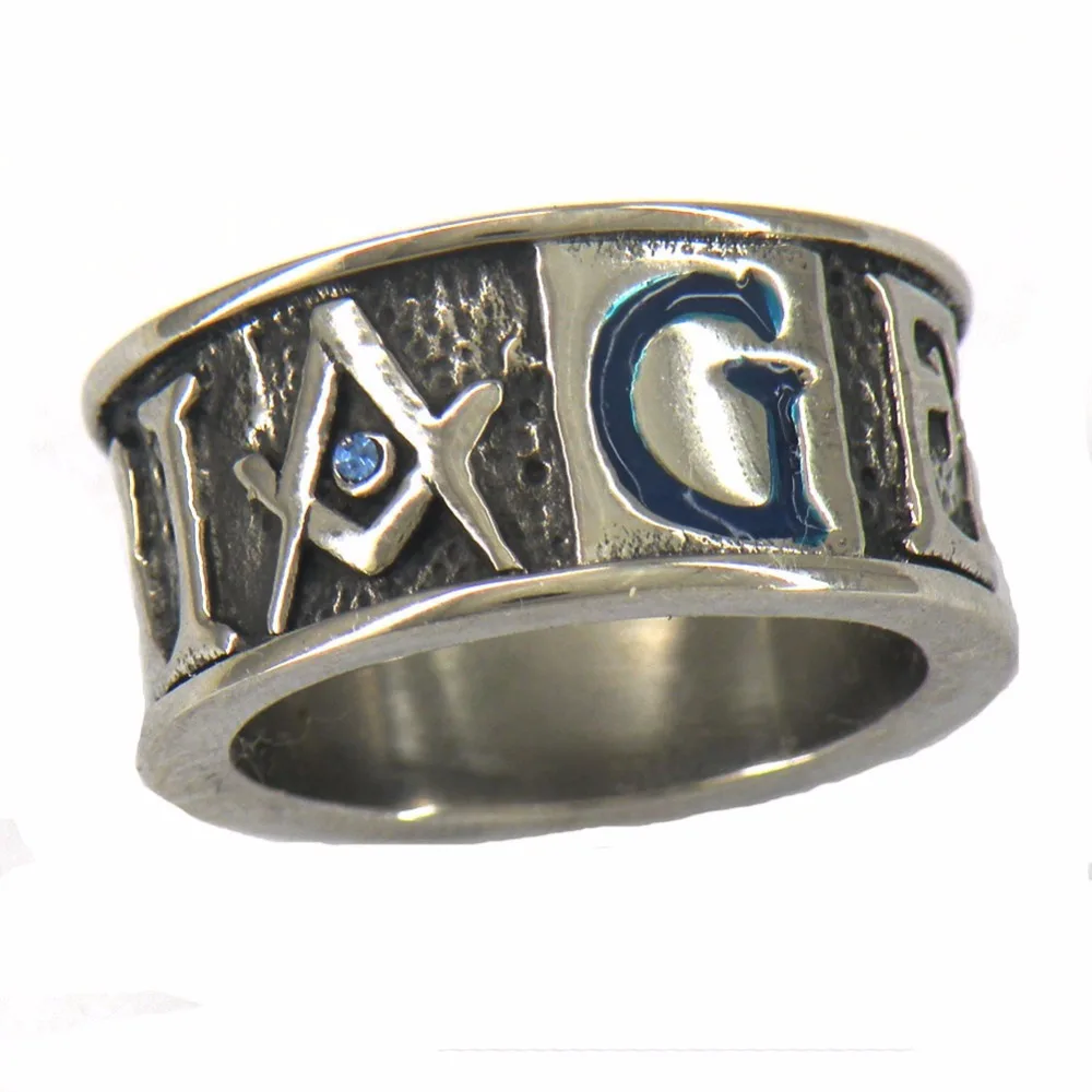 Fanssteel ювелирные изделия из нержавеющей стали freemonsry blue G Geometri master mason masonic Ring