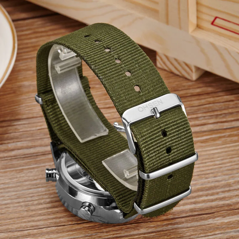 

Military Men Sports Watches with Nylon Strap Fashion Brand Digital Analog Watch Army Waterproof Male LED Clock Relogio Masculino