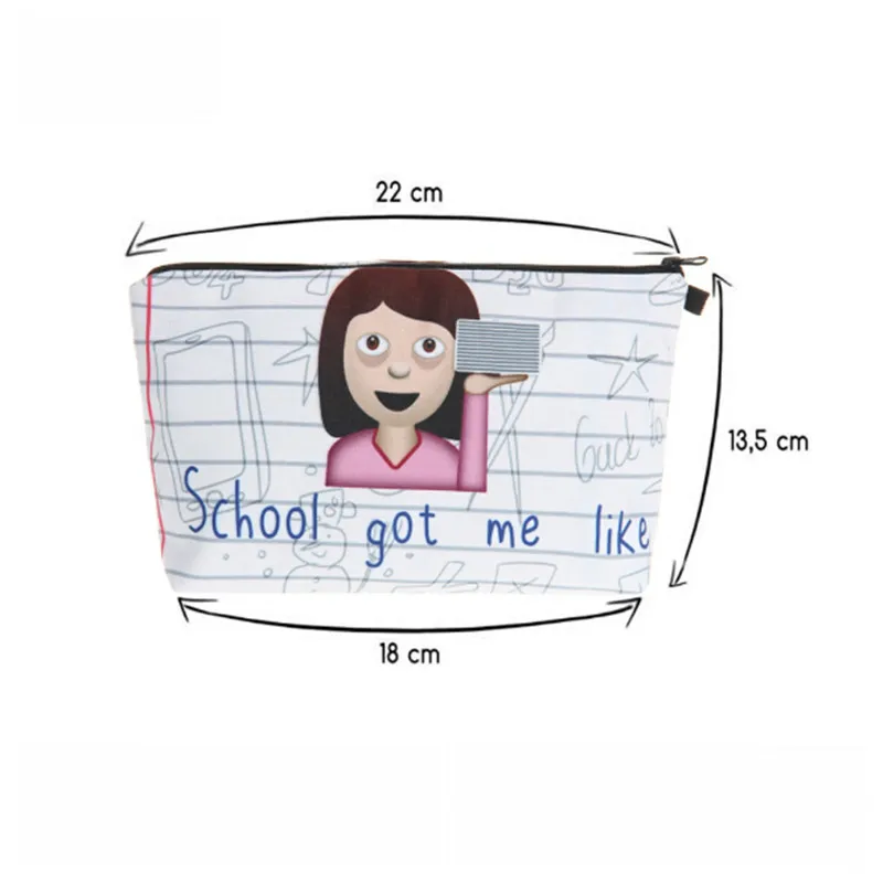 

Women Cosmetic Bag Organizer Bag 3D Printing School Got Me Like Makeup Toiletry Bag Shower Small Pouch Travel Beauty Case