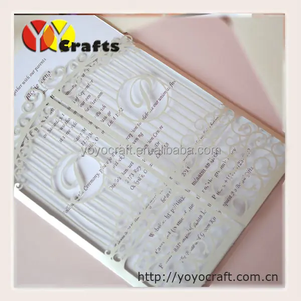 

Gate design unique laser cut english wedding invitation card with intitals(add for free)
