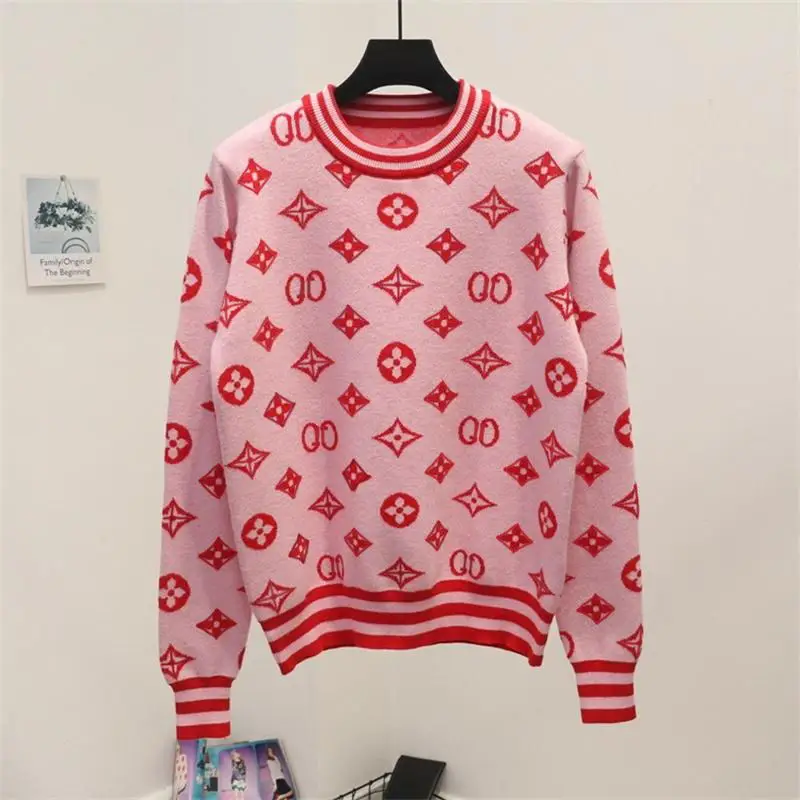 pink 4 Роскошный женский осенне-зимний свитер от известного бренда, Классический дизайнерский шерстяной женский свитер, модный дизайнерский свитер для женщин - Цвет: pink 4