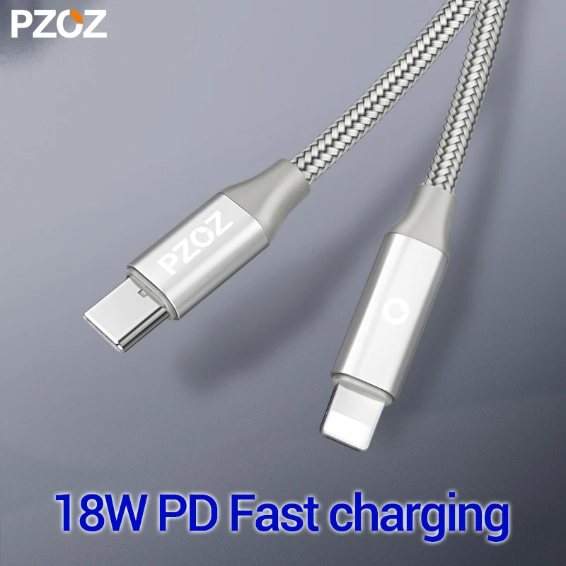 PZOZ PD кабель USB c 18 Вт для iphone 8 Plus X Xs Max XR iPad pro 8 pin Быстрая Зарядка Тип C для осветительного кабеля Шнур для передачи данных зарядное устройство