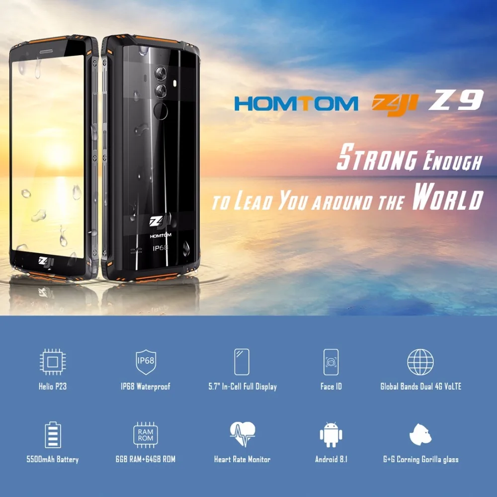 HOMTOM ZOJI Z9 смартфон с 5 7 дюймовым дисплеем 6 ГБ 64 IP68 5500 мАч Android 8 1|Смартфоны| |