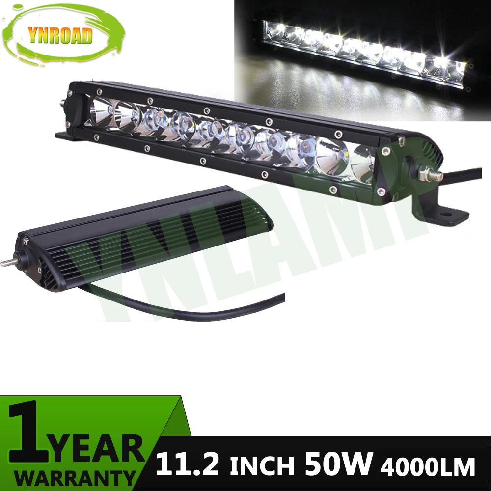 

50w 11 inch single row Led Light Bar 10x5W work light for Hunting Driving Offroad Light Spot/flood 5W leds10V- 30V 4x4 IP67