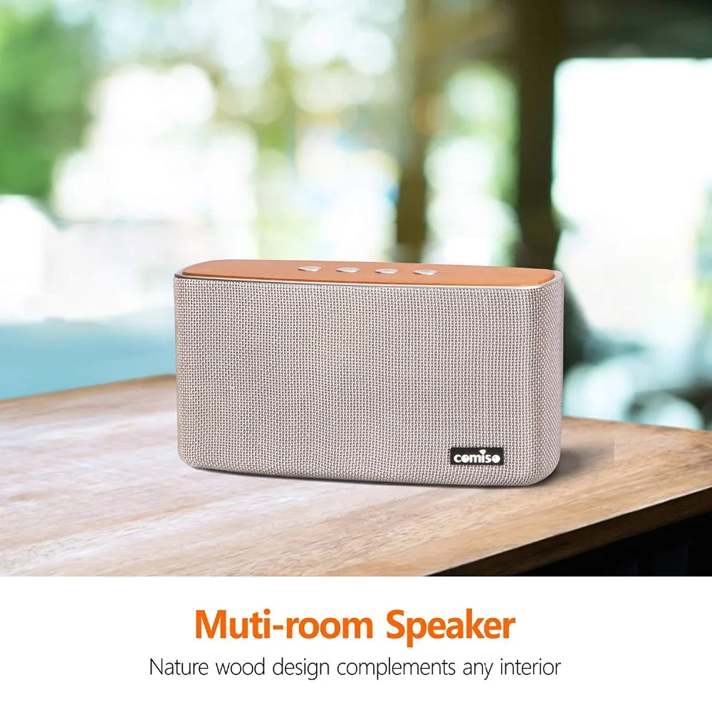 Bluetooth Колонка COMISO 30 Вт с супер басами Бамбуковая деревянная для дома|Портативные