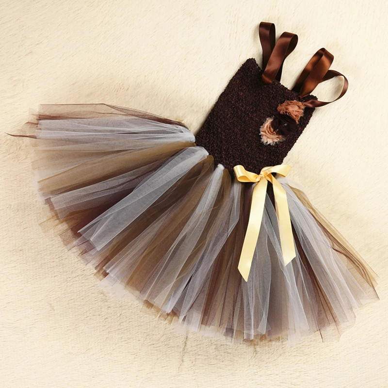 2019 Girls Lion Costume tutu Dresses with head band Summer Dress Child for Kids 2-11Y Birthday Party Children's Clothes | Детская