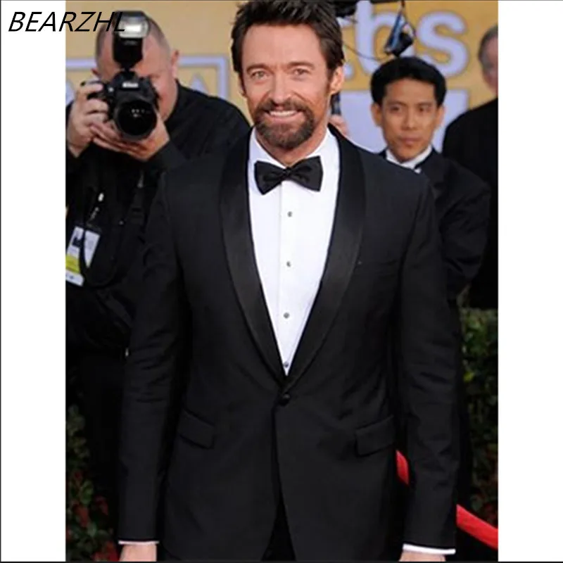 

Wedding Tuxedo Shawl Colar Groom Wear Black Mens Suit High Quality 2021