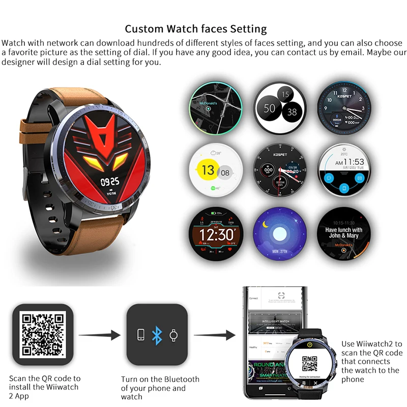 

KOSPET Optimus Smartwatch Men 2GB+16GB 4G GPS SIM card IP67 Android sport men Smart Watch Camera 8MP 800mAh pk hope brave watch