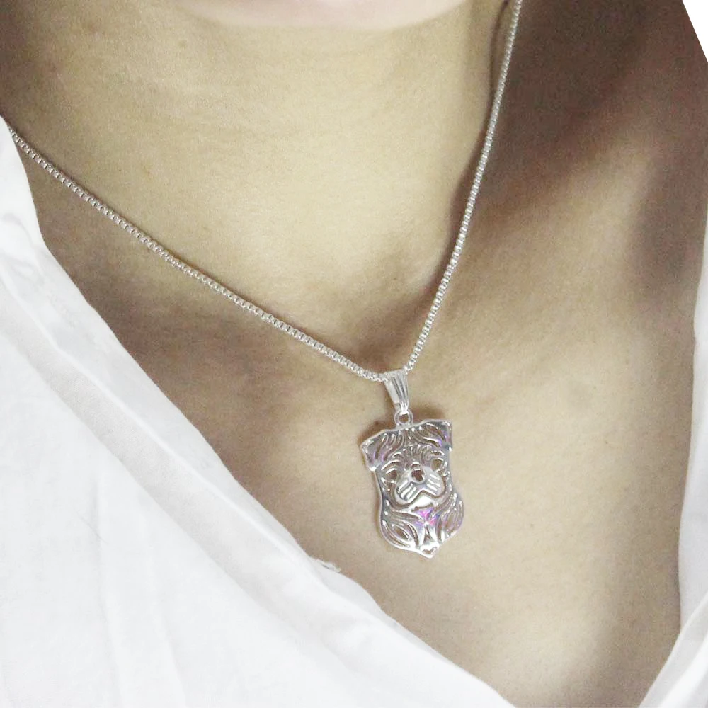 Кулон с Мопсом животное собака ожерелье цвет полые шарм 2017 лето ювелирное