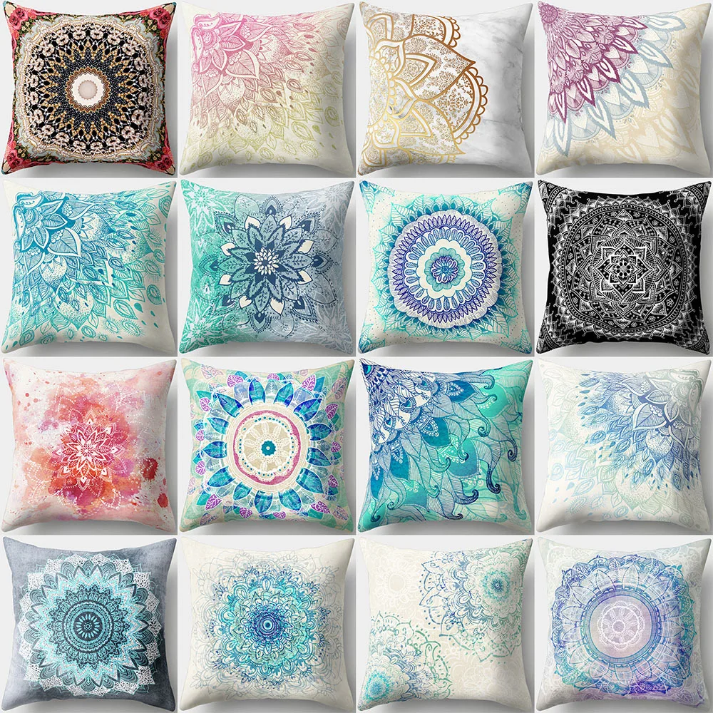 

mylb 1PC Bohemian Boho Cover Decorative Pillowcase Floral Cushion Pillow Case 45*45cm Neck Travel Pillow Cover