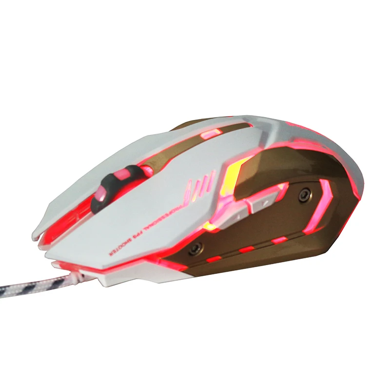 Немой дышать LED оптическая мышь игры мыши 3200 точек/дюйм 6 Кнопка 140 см проводная