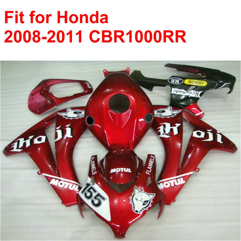 100% подходит для HONDA литьевая форма CBR1000RR Обтекатели 2008 2009 2010 2011 красный белый