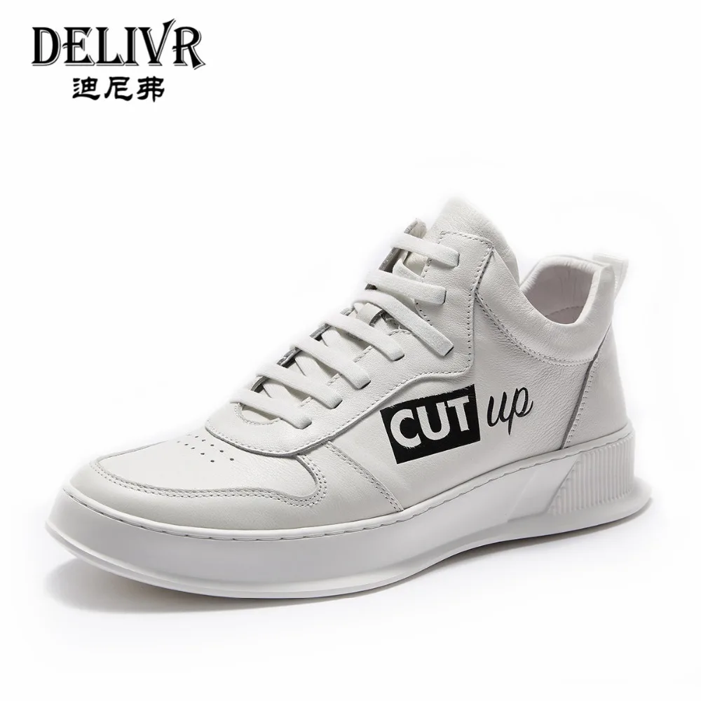 Delivr Men Sneakers Luxury Brand Genuine Leather 2019 New Fashion High Top Mans Shoes Men's | Обувь