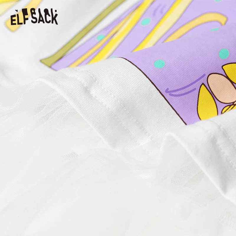 Женские повседневные сетчатые платья ELF SACK белое хлопковое платье с пэчворком
