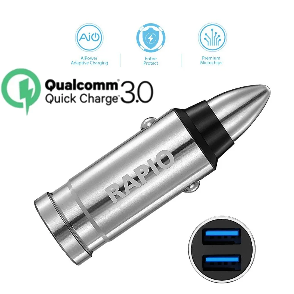 Пуля warhead USB Автомобильное зарядное устройство для iphone android мобильных телефонов