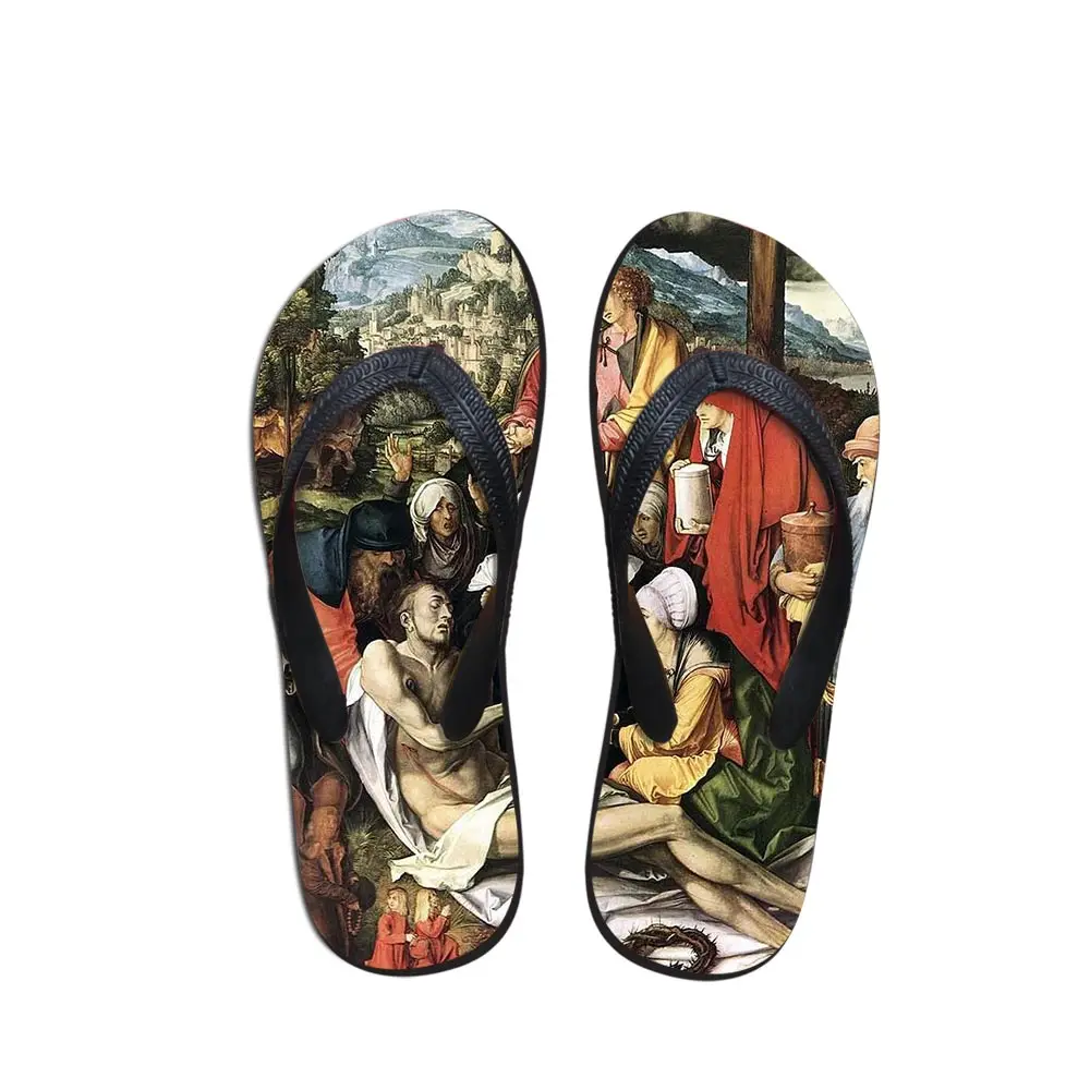 Шлепанцы женские пляжные с принтом сандалии рисунком летняя обувь для улицы и