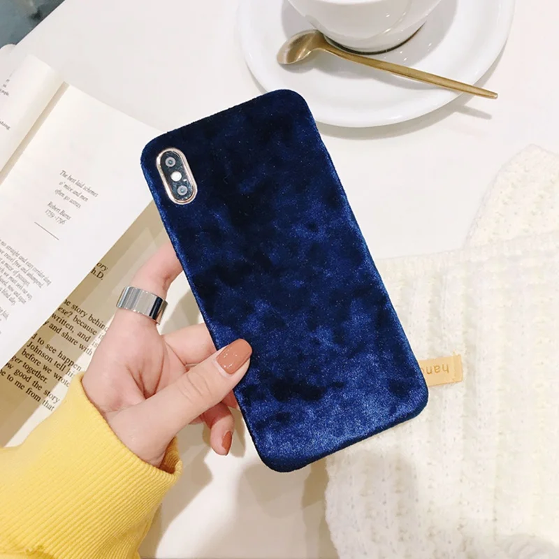 Красный отражающий бархатный чехол для телефона для iphone 6 6s 7 8 Plus зеленый все включено анти-осень мягкий чехол XS Max XS XR X - Цвет: Blue
