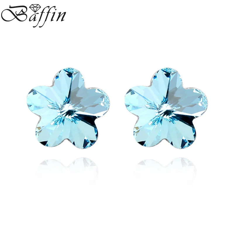 Серьги гвоздики в виде цветка сакуры с кристаллами 10 мм|earrings stud|piercing earringsflower earring