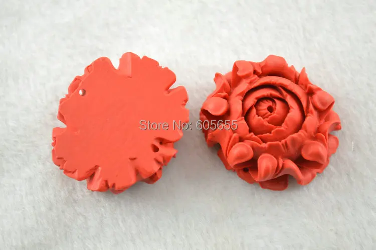 Красный Cinnabar резной цветок пиона модные ювелирные изделия Сделай Сам свободные