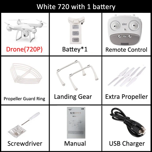 white 720P 1battery S70W gps FPV Дрон с 1080 P HD FPV широкоугольная камера Wi-Fi живое видео слежение за мной gps возврат дома RC Квадрокоптер гоночный Дрон - Цвет: white 720P 1battery