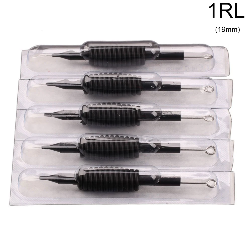 10 шт новые черные одноразовые иглы татуировки и трубки 3/4 Grip (19 мм) 1RL Для тату