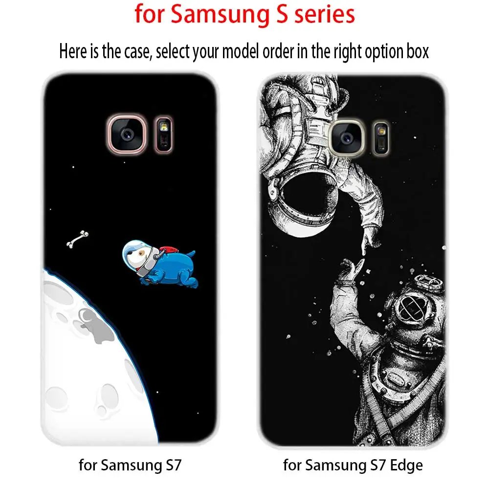 Смешные пространство Love Moon астронавт кошка силиконовый чехол Обложка для Samsung