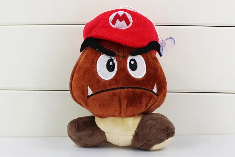 12 см Супер Марио Bros Goomba плюшевая игрушка улыбка изумленная с крылышками шапки Goomba мягкие куклы - Цвет: Red Hat Goomba
