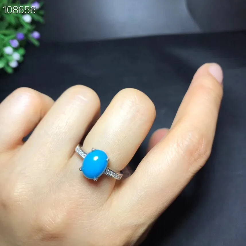 Женское кольцо из серебра 925 пробы с синим драгоценным камнем|Кольца| |
